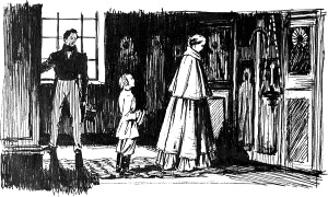 В церкви. Иллюстрация к произведению И. С. Тургенева «Дневник лишнего человека». Художник Боровский Давид Борисович, первая половина ХХ века