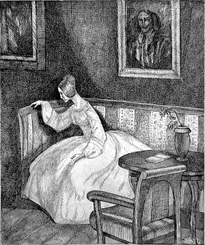 Иллюстрация к повести И. С. Тургенева «Фауст». Офорт. Лучина Ирина Петровна, 1974 г.