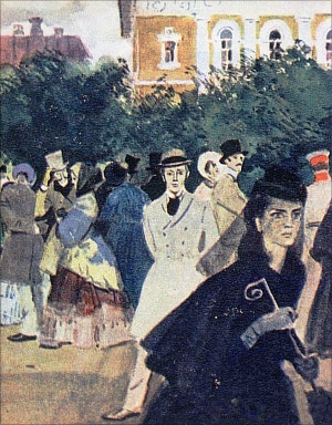 Иллюстрация к повести И. С. Тургенева «Клара Милич». Художник Пинкисевич Петр Наумович, ХХ век