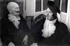А. П. Кандауров и А. В. Морозов (первый слева) в спектакле «Неосторожность» по пьесе И. С. Тургенева. Железнодорожный клуб имени Кагановича, 1954 год.