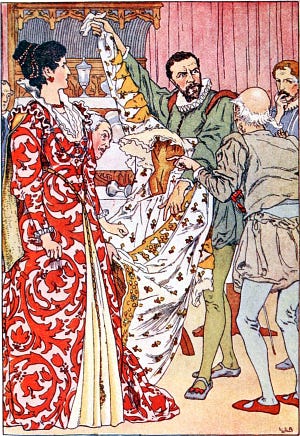Петруччо. Черт побери! Да что ж это такое? Акт IV. Сцена 3. Иллюстрация к пьесе Шекспира «Укрощение строптивой». Издание 1901 г.