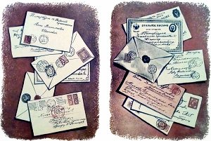 Так болтали между собою в сумке почтальона повестки и письма... Иллюстрация к рассказу Константина Ушинского «Сумка почтальона». Художник Л. Кузнецов, 1977 г.