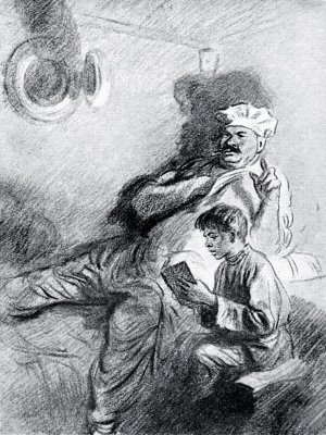 Алёша и повар Смурый. Иллюстрация Б. Дехтерёва к повести М. Горького «В людях»