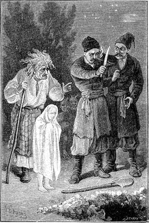 Как безумный, ухватился он за нож. Иллюстрация К.О.Брожа к повести Гоголя «Вечер накануне Ивана Купала»