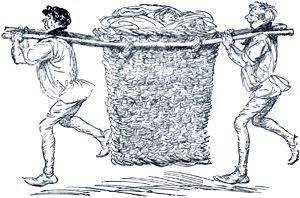 Корзина с бельем. Иллюстрация Хью Томсона (1910 г.) к комедии Уильяма Шекспира «Виндзорские насмешницы» (1597 г.)