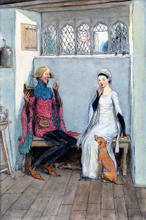 Книжка загадок. Иллюстрация Хью Томсона (1910 г.) к комедии Уильяма Шекспира «Виндзорские насмешницы» (1597 г.)