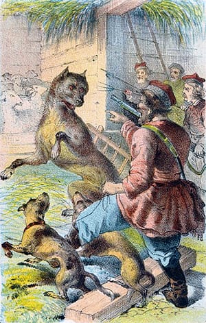Волк на псарне. Художник Рудольф Казимирович Жуковский, 1863