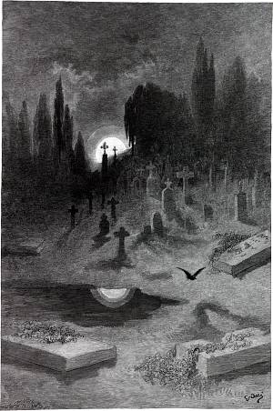 Ночь Плутоновых озер. Иллюстрация к стихотворению Эдгара Аллана По «Ворон». Художник Гюстав Доре (1832-1883)