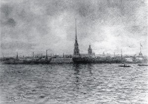 Петропавловская крепость. Иллюстрация Л. О. Пастернака к роману Л. Н. Толстого «Воскресение»