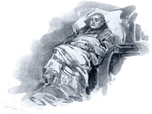 Пьер Безухов заболел и пролежал больным в Орле три месяца. Иллюстрация А. П. Апсита к роману Л. Н. Толстого «Война и мир»