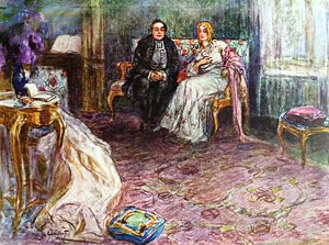 Элен  и аббат. Иллюстрация А. П. Апсита к роману Л. Н. Толстого «Война и мир»
