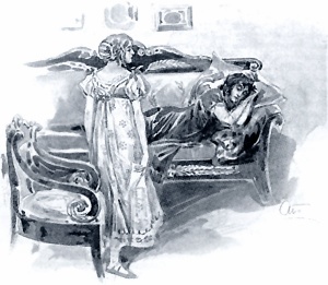 Соня, Наташа и письмо Анатоля Курагина. Иллюстрация А. П. Апсита к роману Л. Н. Толстого «Война и мир»