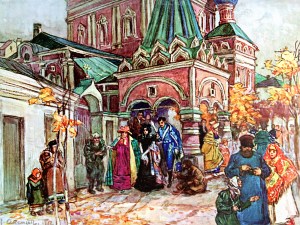 Николай Ростов и княжна Марья. Иллюстрация А. П. Апсита к роману Л. Н. Толстого «Война и мир»