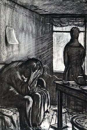 Иллюстрация И. Глазунова к повести А. И. Куприна «Яма». 1964 г.