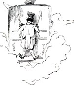 Итак, прощай, Чизикская аллея! Иллюстрация к роману Уильяма Теккерея «Ярмарка тщеславия». Художник Уильям Теккерей, 1848 год.