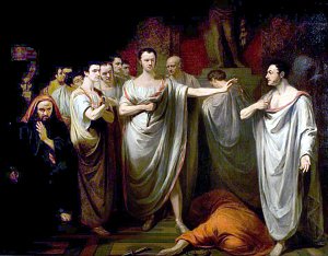 «Юлий Цезарь», Акт III, Сцена II, Сцена убийства, Джордж Клинт (1822)