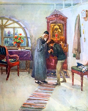Вторая исповедь. Иллюстрация А. П. Апсита к повести Л. Н. Толстого «Юность»