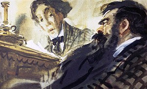 — Это еще не факт! — снова прогудел тот же голос. Иллюстрация к роману Артура Конан Дойла «Затерянный мир». Художник В. Шевченко, 1968