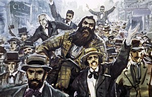 На улице началось нечто невообразимое. Там собралось не менее ста тысяч человек. Иллюстрация к роману Артура Конан Дойла «Затерянный мир». Художник В. Шевченко, 1968