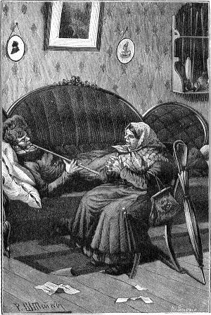 Подколесин и Фёкла. Действие первое. Явление VIII. Иллюстрация Р. Штейна к комедии Гоголя «Женитьба»