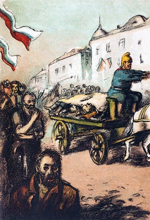Ходынка (1896 г.). Иллюстрация к роману М. Горького «Жизнь Клима Самгина». Кукрыниксы, 1932-1933 гг.