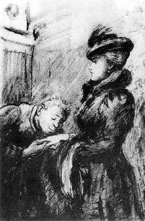 Марина Зотова и Безбедов. Иллюстрация к роману М. Горького «Жизнь Клима Самгина». Кукрыниксы, 1932-1933 гг.