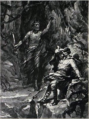 — Кто ты? — воскликнул Громобой, — от страха цепенея... Жуковский в иллюстрациях. Конец XIX — начало XX вв.