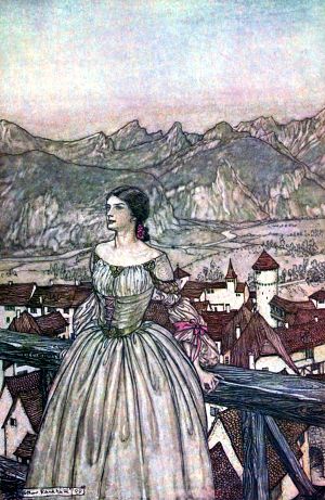 Бертальда. Иллюстрация Артура Рэкема (1909 г.) к повести Фридриха де ла Мотт Фуке «Ундина» (1811 г.). Поэтический перевод В. А. Жуковского (1831-1836).