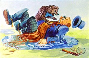 Карабас Барабас и Артемон. Иллюстрация Л. Владимирского к сказке «Золотой ключик или приключения Буратино»